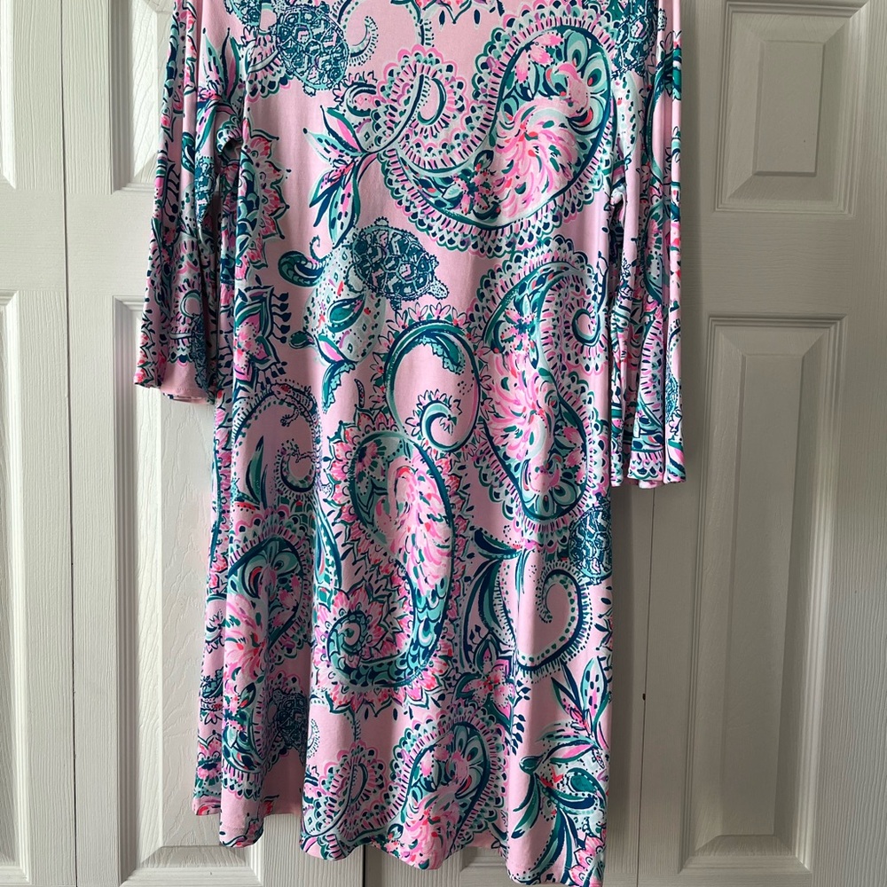 Lilly Pulitzer Pink and Green Paisley Midi Dress